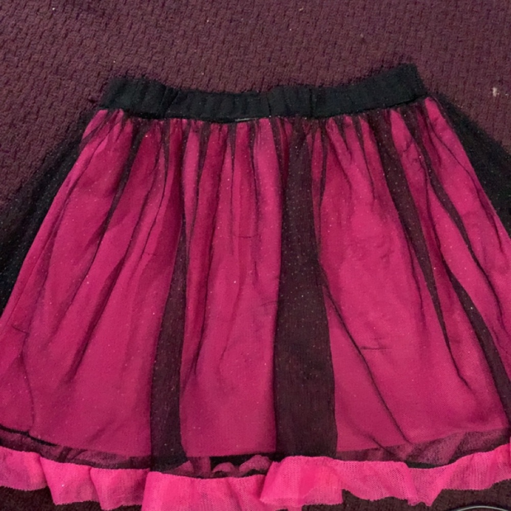 Piper Pink Skirt with Black Mesh Overlay